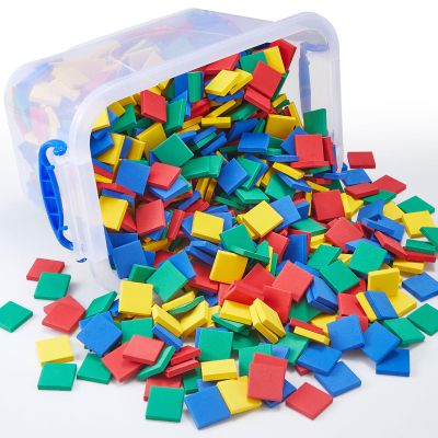 Jexine 800 Pcs Foam Square Counters Color Tiles Square Color Sorting Tiles Math Counters Manipulatives, Sorting Toy, Counting, Learning, Classroom Crafts, Bingo for Kids with Storage Box