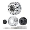 Metal Front Wheel Hub Rims with 30mm Width Black Rubber Tires #2 for 1/14 Tamiya RC Trailer Tractor Truck Car Parts (Color : 4Pcs Front Rims) view 2