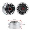 Metal Front Wheel Hub Rims with 30mm Width Black Rubber Tires #2 for 1/14 Tamiya RC Trailer Tractor Truck Car Parts (Color : 4Pcs Front Rims) view 3