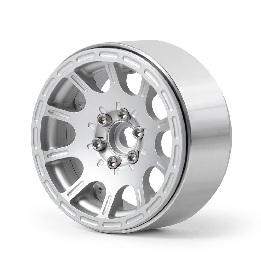 1/2/4pcs 1.9'' Alloy Metal Beadlock Wheel Rims for 1/10 Scale AXIAL SCX10 D90 CC01 RC Crawler Car Upgrade Parts (Color : Silver 1PCS)