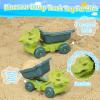 FUSPWEAO Beach Toys, Dinosaur Sand Toys with Dump Truck and Collapsible Beach Bucket, Shovel and Rake, Mesh Bag, Animal Dinosaur Sand Molds, Sand Castle Toy, Sandbox Toys for Toddlers Kids Boys view 3