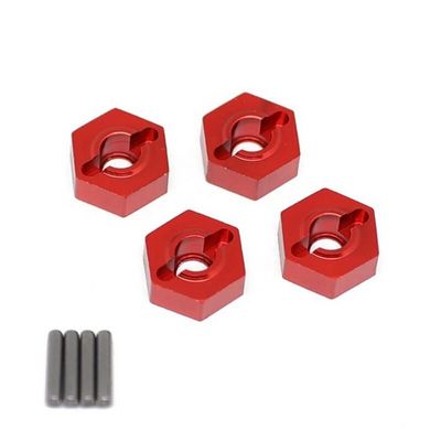 4Pcs Metal 14mm Wheel Hex Adapter for 1/10 Arrma SENTON VORTEKS Typhon Big Rock Granite RC Car Upgrade Parts (Color : Red)