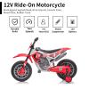 AOKOY 12V Ride On Motorcycle with Training Wheels for Kids, Red view 3