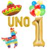 100% LIKED-Uno Birthday Decoration Balloons, Spanish Mexican 1st Birthday, First 1st Birthday, First Fiesta Decorations balloons banner,sign, cinco de mayo 1st birthday view 1