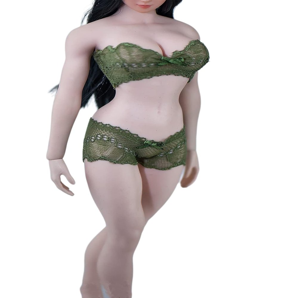 1/6 Scale Female Clothes,Female Lace Bras Briefs Underwear Costume Outfit Clothing for 12inch PH TBL JO Seamless Action Figure Body (Green)