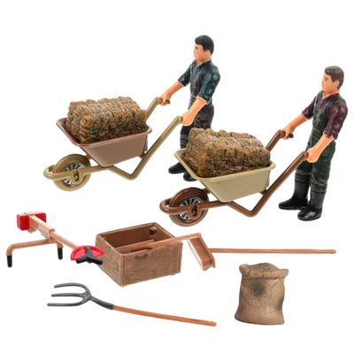 KOMBIUDA 12Pcs Miniature Farm Accessories with Farmer Models for Mini Farm Scenes Playsets and Creative Displays for Collectors