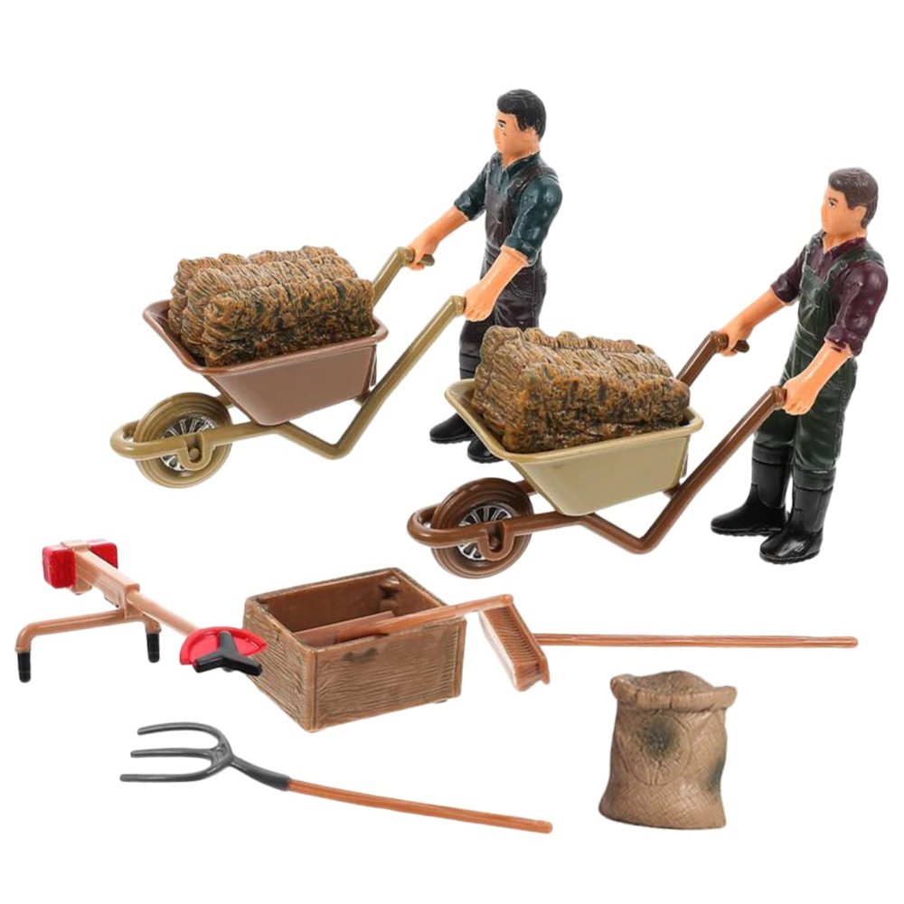 KOMBIUDA 12Pcs Miniature Farm Accessories with Farmer Models for Mini Farm Scenes Playsets and Creative Displays for Collectors