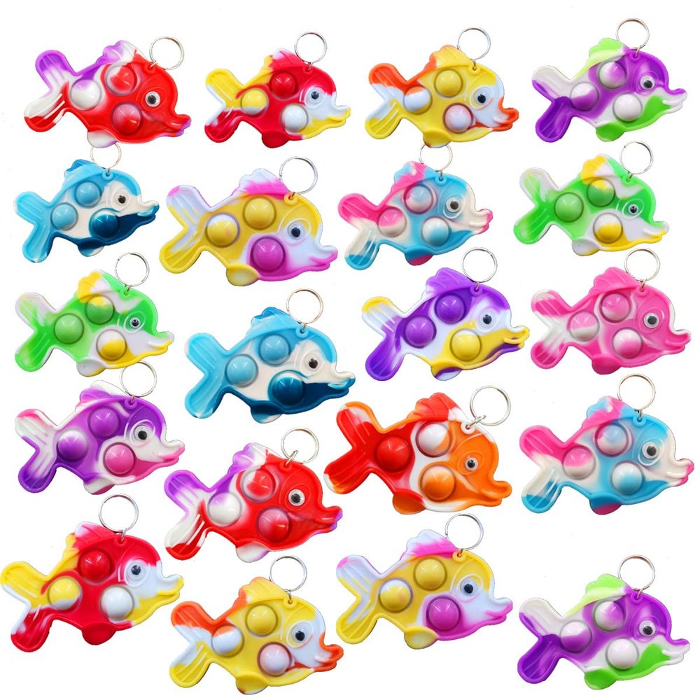 PSDFH 100 Packs Summer Present Unique Mini Fish Assorted fidgets for Kids Children Classroom Students Gifts from Teacher,Birthday Party Favors