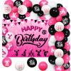 Kreatwow Cheerleading Birthday Party Decorations for Girls Hot Pink Black Cheerleader Balloon Garland Happy Birthday Backdrop Weve Got Spirit Gymnastic Cheerleading Birthday Party Decor Supplies view 1