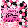 Kreatwow Cheerleading Birthday Party Decorations for Girls Hot Pink Black Cheerleader Balloon Garland Happy Birthday Backdrop Weve Got Spirit Gymnastic Cheerleading Birthday Party Decor Supplies view 2