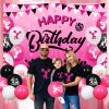 Kreatwow Cheerleading Birthday Party Decorations for Girls Hot Pink Black Cheerleader Balloon Garland Happy Birthday Backdrop Weve Got Spirit Gymnastic Cheerleading Birthday Party Decor Supplies view 3