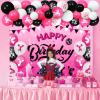 Kreatwow Cheerleading Birthday Party Decorations for Girls Hot Pink Black Cheerleader Balloon Garland Happy Birthday Backdrop Weve Got Spirit Gymnastic Cheerleading Birthday Party Decor Supplies view 4