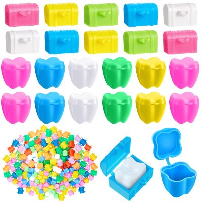 Pinkunn 200 Pcs Colorful Tooth Savers Box Plastic Tooth Holders Bulk for Boys Girls Kids Keepsake Goodie Bag Fillers Party Favor Dentist Office 7 Colors
