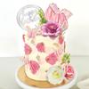 19 PCS Flower Cake Toppers Butterfly Cake Decorations with Artificial Pink Rose Flowers Eucalyptus Butterflies for Girls Birthday Party Wedding Baby Shower Supplies (HOT PINK) view 3