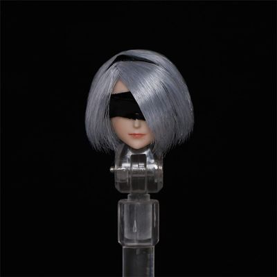 Fremego 1/12 Scale Female Head Sculpt,Anime Girl Pale Skin Head Carved for 6inch Seamless Action Figure Body Collection (F)