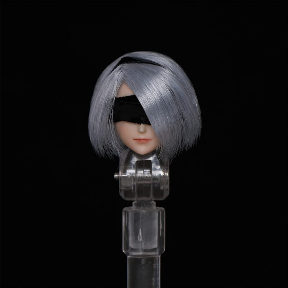 Fremego 1/12 Scale Female Head Sculpt,Anime Girl Pale Skin Head Carved for 6inch Seamless Action Figure Body Collection (F)