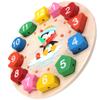 Toyvian Clock Toy Wooden Teaching Clock Props Penguin Pattern Toys Teaching Time Number Puzzle Stacking for Kids Baby Toddlers view 4