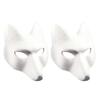 TOYANDONA 2Pcs White Plain Masks, PU Fox Mask Unpainted Masquerade Masks, DIY Animal Unpainted Craft Mask for Cosplay Masquerade Parties Costume Accessory view 1