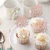 24 Pack Happy Easter Cupcake Toppers with Gold Glitter Rabbit Ear Cupcake Food Picks Bunny Paw Cake Decorations for Happy Easter Themed Baby Shower Kids Birthday Party Supplies Rose Gold view 3