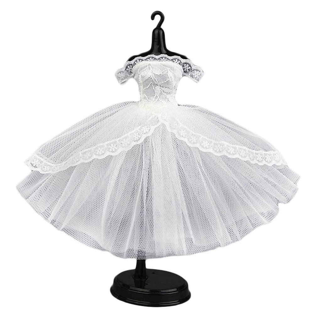 Fashion Ballet Dress for 11.5" Doll Clothes Outfits 1/6 Dolls Accessories Skirt Ball Party Gown (White lace)
