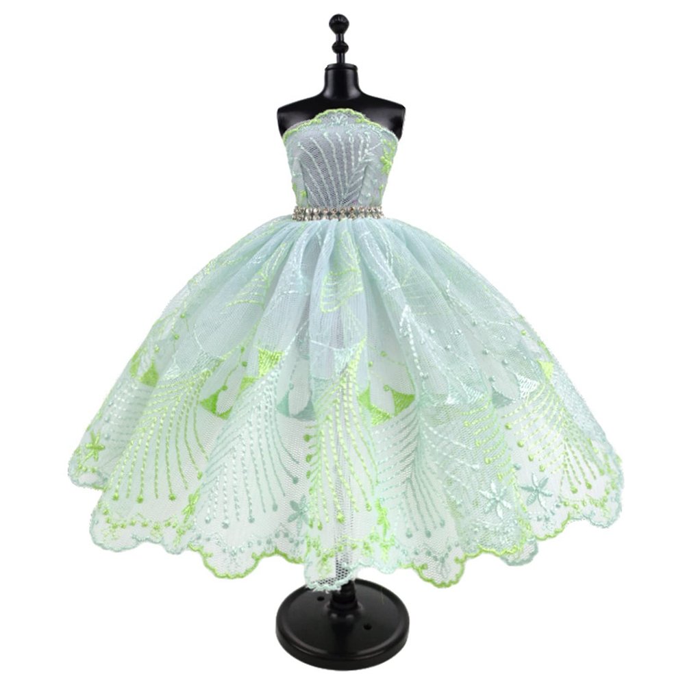 Fashion Tutu Ballet Dress for 11.5" Doll Clothes Outfits 1/6 Dolls Accessories Rhinestone 3-Layer Skirt Ball Party Gown (Spring Green)