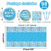 Tevxj 98 Pieces Pool Party Decorations Summer Beach Birthday Party Tablecloths Pool Surfboard Party Tableware Sets for Hawaiian Birthday Baby Shower Party Supplies Favors view 2