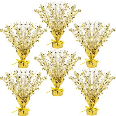 Crowye 6 Pcs Metallic Foil Spray Centerpiece Party Star Fall Table Decoration Valentine's Day New Year 2026 Table Decor for Birthday Party Holiday(Gold,Small Star)