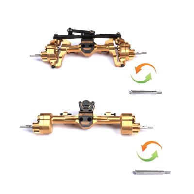 RCAWD CNC Machined Full Brass Front and Rear Portal Axle Housing w/Steel Gears&Brass Worm Gears&Brass Third Member Housing&Brass Hex for Axial 1-24 Scx24 Crawlers(Red)
