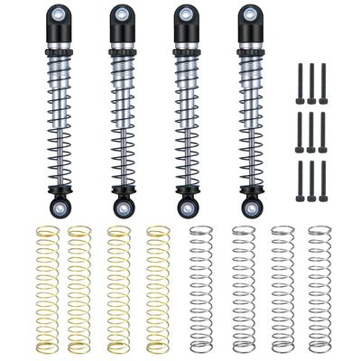 RC-Hub 4Pcs Aluminum Threaded Tele Shock Absorber Damper 48mm for 1/24 Axial SCX24 AXI90081 Deadbolt RC Crawler Car (Black Silver)