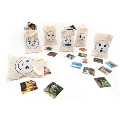 Educational Advantage Feelings and Emotions Sorting Bags - SEL Sorting Game - 6 Emotions - Pre-K Educational Learning Resource - 66 Pieces - 2 Years +