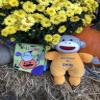 Baby Starters Sock Monkey Halloween 9 inch Plush Rattle with Embroidery (My First Boo, Orange) view 2