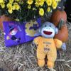 Baby Starters Sock Monkey Halloween 9 inch Plush Rattle with Embroidery (My First Boo, Orange) view 3
