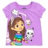 DREAMWORKS GABBY'S DOLLHOUSE Little Girls T-Shirt Tulle Mesh Skirt and Scrunchie 3 Piece Outfit Set Purple/Rainbow 7-8 view 2