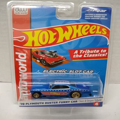 Auto World SC382-4 1970 Duster Funny Car Stars & Stripes Tribute HO Scale Electric Slot Car - Blue