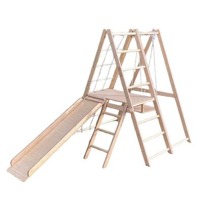 HalsaKids, Child gym playground, Indoor&outdoor child gym playground climber real wooden playset Slide, Rock Climb Wall, Rope Wall, Monkey Bars, Swing