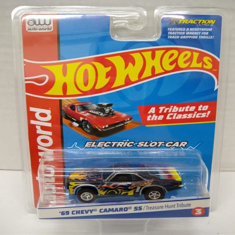 Auto World SC382-3 1969 Camaro SS Treasure Hunt Tribute HO Scale Electric Slot Car - Black