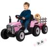 12V Ride on Tractor with Trailer and Remote Control,Toddler Kids Electric Vehicle Car with LED Headlights,2+1 Gear Shift,MP3 Player,USB,Speed Up to 5mph (25W,Tread Tire,Pink) view 1