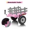 12V Ride on Tractor with Trailer and Remote Control,Toddler Kids Electric Vehicle Car with LED Headlights,2+1 Gear Shift,MP3 Player,USB,Speed Up to 5mph (25W,Tread Tire,Pink) view 2