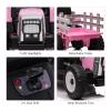 12V Ride on Tractor with Trailer and Remote Control,Toddler Kids Electric Vehicle Car with LED Headlights,2+1 Gear Shift,MP3 Player,USB,Speed Up to 5mph (25W,Tread Tire,Pink) view 3