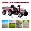 12V Ride on Tractor with Trailer and Remote Control,Toddler Kids Electric Vehicle Car with LED Headlights,2+1 Gear Shift,MP3 Player,USB,Speed Up to 5mph (25W,Tread Tire,Pink) view 4