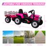 12V Ride on Tractor with Trailer and Remote Control,Toddler Kids Electric Vehicle Car with LED Headlights,2+1 Gear Shift,MP3 Player,USB,Speed Up to 5mph (35W,EVA Tire,Rose) view 3