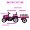 12V Ride on Tractor with Trailer and Remote Control,Toddler Kids Electric Vehicle Car with LED Headlights,2+1 Gear Shift,MP3 Player,USB,Speed Up to 5mph (35W,EVA Tire,Rose) view 4