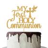 My First Holy Communion Cake Topper, God Bless This Child Cake Decoration for Kids, Wedding Baptism Christening Party Decorations Gold Glitter view 1