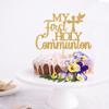 My First Holy Communion Cake Topper, God Bless This Child Cake Decoration for Kids, Wedding Baptism Christening Party Decorations Gold Glitter view 2
