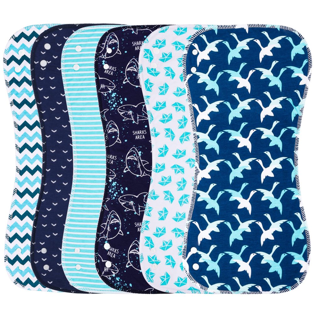 Benoxine 2-in-1 Burp Cloths and Baby Bibs - 6 Pack Large Super Absorbent Soft Cotton Burping Cloths for Spit Up, 3 Layers Thick Baby Burp Rags for Girls & Boys