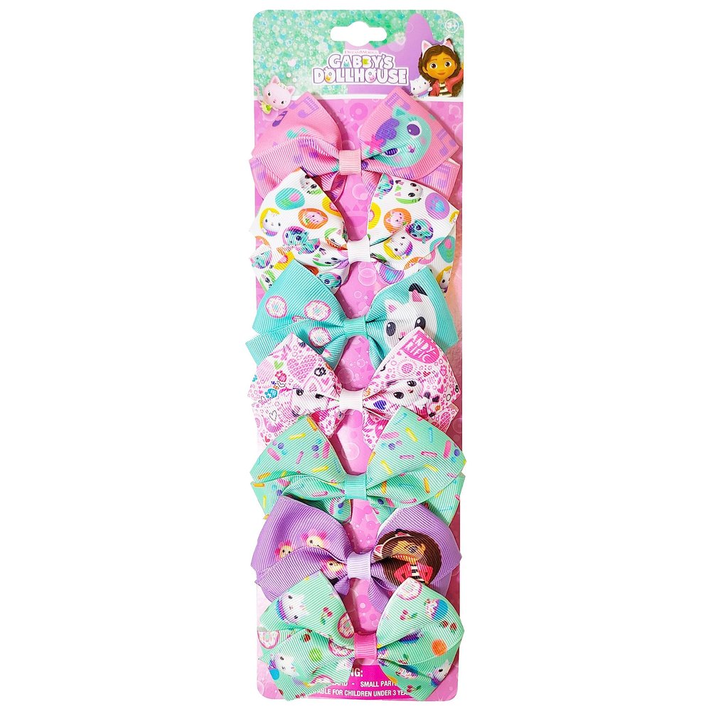 Gabby's Dollhouse Hair Bows - Hair Accessories Gift Set - 7 Pcs 4 Inch Bundle for Girls Different Character on each Hair Clip Kids Bow - Alligator Clip - Ages 3 +