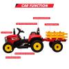 12V Ride on Tractor with Trailer and Remote Control,Toddler Kids Electric Vehicle Car with LED Headlights,2+1 Gear Shift,MP3 Player,USB,Speed Up to 5mph (35W,EVA Tire,Red) view 2