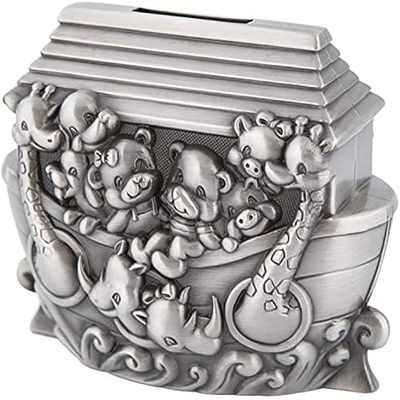 Bsetain Piggy Banks for Children Girl Metal Storage Tank Piggy Bank Cartoon Noah Ark Change Jar Home Decoration Gift Metal Money Bank