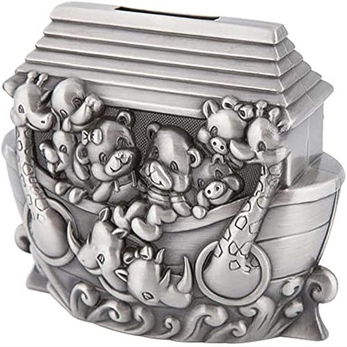 Bsetain Piggy Banks for Children Girl Metal Storage Tank Piggy Bank Cartoon Noah Ark Change Jar Home Decoration Gift Metal Money Bank
