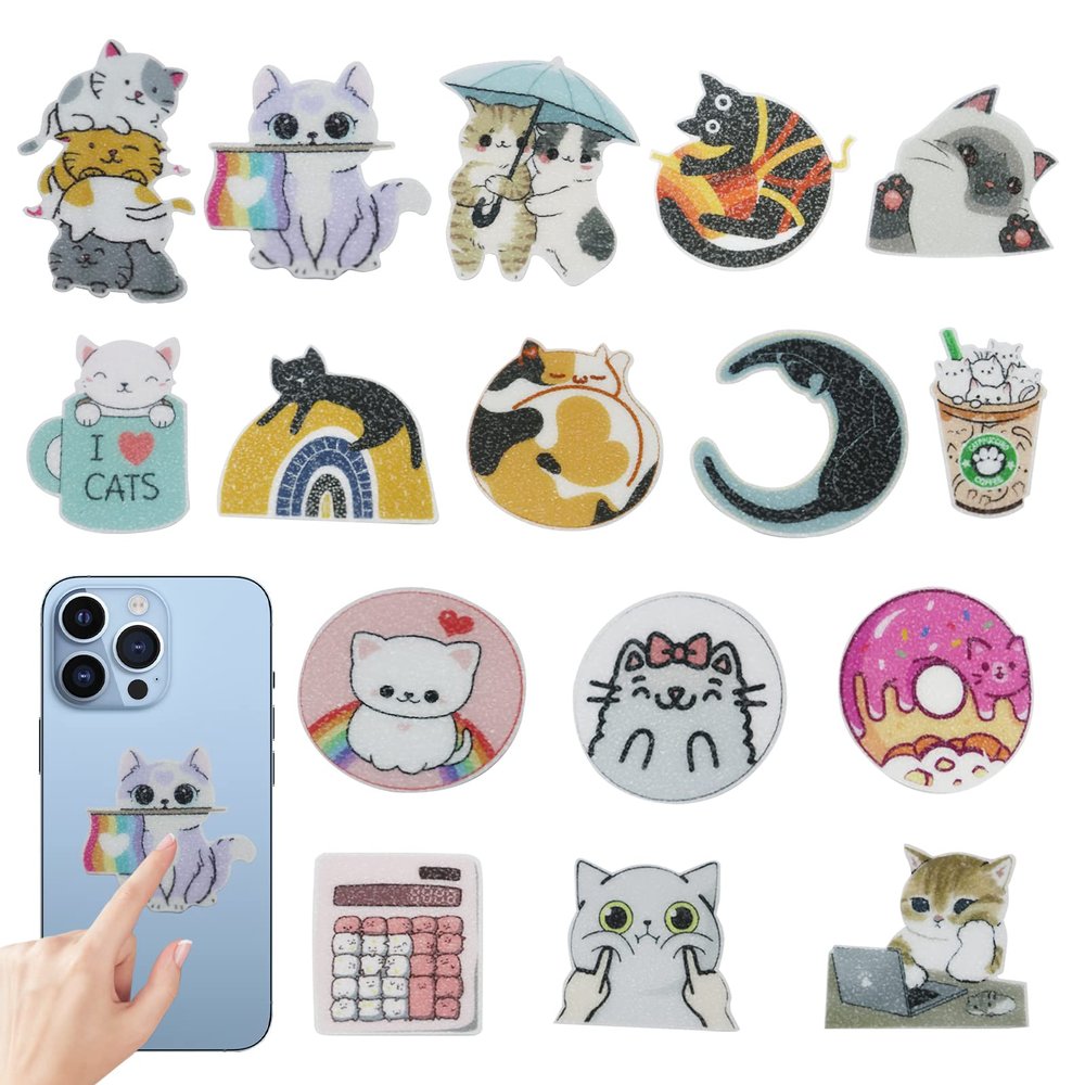 16 PCS Calm Stickers for Anxiety Sensory Cat Stickers Stress Anxiety Relief Items Tactile Rough Textured Sensory Slips for Water Bottle Laptop Phone Desk